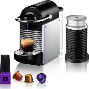 Nespresso EN124SAECA Pixie Espresso Machine with Aeroccino by De'Longhi, Aluminum